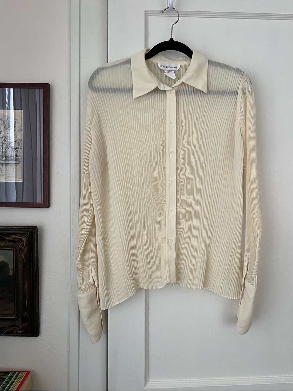 Vintage Jones New York Pleated Sheer Shirt